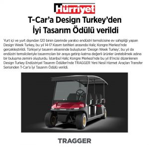 Hürriyet: T-Car'a Design Turkey'den İyi Tasarım Ödülü Verildi